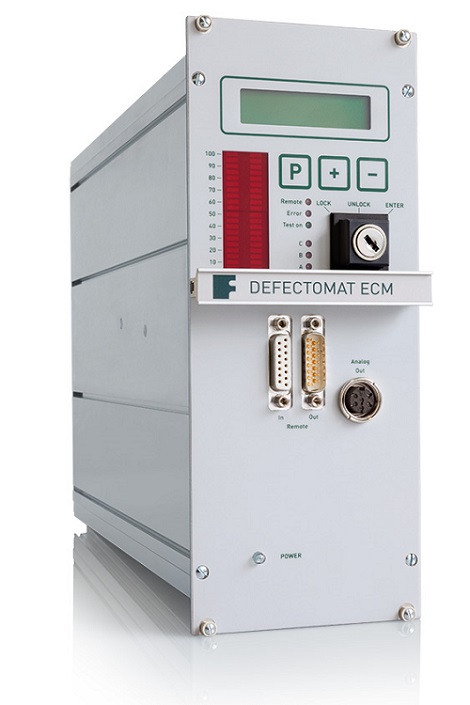 Non-destructive eddy current testing of long products with DEFECTOMAT